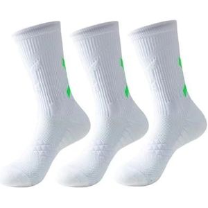 YIJIANUO 1/3 Paar Professionele Heren Basketbal Sokken Met Dikke Handdoek Bodem Ademend Sport Sokken Mannen Lange Badminton Sokken, 3 paar wit, 38-44