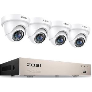 ZOSI 1080P Outdoor Beveiligingscamera Set 8CH H.265 + 2MP DVR met 4X 1080P Diskless Dome Camera 24M IR Nachtzicht voor Thuisbewaking