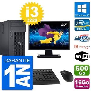Dell PC Tower T1650 Display, 27 inch, Intel i3-3220 RAM, 16 GB, 500 GB, Windows 10, WiFi (gereviseerd)