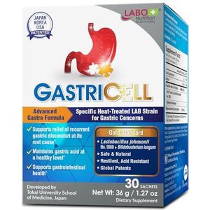 GASTRICELL - Eliminate H. Pylori, Relieve Acid Reflux and Heartburn, Regulate Gastric Acid - Targets The Root Cause of Recurring Gastric Problems, Natural Defence Against Gastric Distress -30 sachets