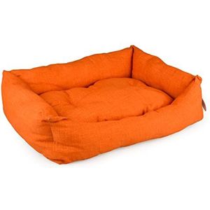 duvoplus, Rechthoekig hondenbed, Velvet Tangerine, 60 x 45 x 16 cm, oranje, gevoerd kussen voor honden, wasbaar op 30 °C, elegant design, geschikt voor de mand, comfortabele positie