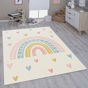 Kindertapijt Vloerkleed voor de kinderkamer Vloerkleed Kinderkamer Meisjes Jongens Verschillende Motieven En Formaten, Maat:Ø 200 cm rondje, Kleur:Crème 4