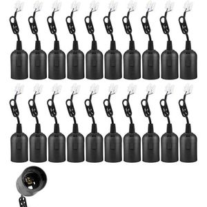 HOSPAOP 20 stuks e27 lampfitting met kabel, bouwfitting e27 renovatiefitting bouwplaatfitting, reserve fitting gloeilampfitting, zwart