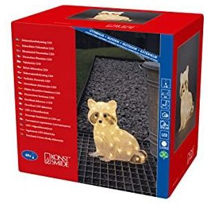 LED acryl wasbeer, zittend, 48 warm witte diodes, 24 V, buiten (IP44), witte PVC-kabel