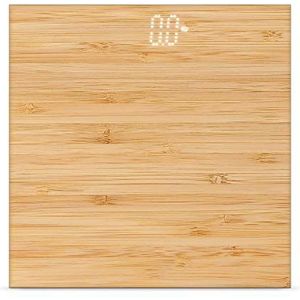 Create Balance Body Bamboo badkamerweegschaal van bamboe/compact, capaciteit 180 kg, natuurlijk bamboelaminaat