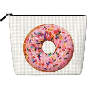 FZGGWYHL Aardbei Donut Gedrukt Fake Hennep Hennep Make-up Bag Dagelijkse Opbergtas, Zwart, Eén maat, Tas Organizer