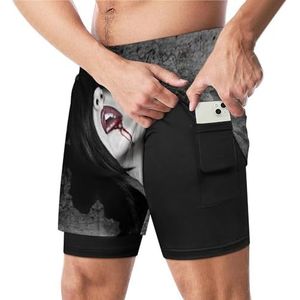 Gothic Fantasy Vrouwen Vampieren Grappige Zwembroek met Compressie Liner & Pocket Voor Mannen Board Zwemmen Sport Shorts