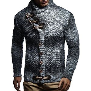Leif Nelson LN20738 Gebreid vest voor heren, sjaalkraag, slimfit, winter-vrijetijdsjas, zomer, modern, grof gebreid, sweatjack, lange mouwen, zwarte hoodie-pullover, zwart, L