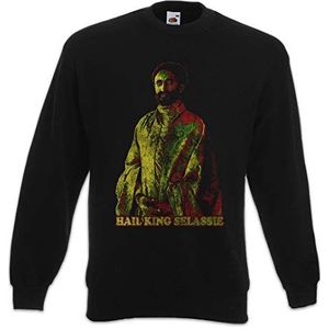 Urban Backwoods Haile Selassie Portrait II Heren Sweatshirt Pullover Sweater Zwart Maat XL