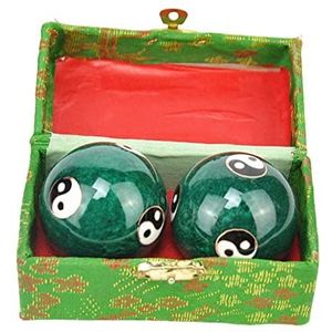 Draagbare Baoding Ballen met Opbergdoos Duurzaam voor Kinderen Oudere Ouders Groene Tai Chi