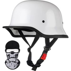 Retro Duitse stijl motorfiets halve helm Retro halve schaal helm met DOT/ECE goedgekeurde vintage open helm Jethelm voor mannen en vrouwen Fiets Cruiser Chopper Bromfiets Scooter C,M=54-57CM