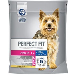 Perfect Fit Adult 1+ – Droog voer voor volwassenen honden onder 10 kg – Rijk aan kip – ondersteunt de vitaliteit van kleine honden – 5 x 825 g