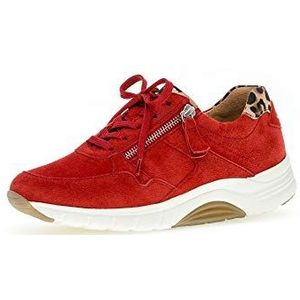 Gabor Rollingsoft sneakers, fluwelen chevreau/lchs (nubuk), vlam/natuur, uitneembaar voetbed 46.938.48, rood, 37 EU