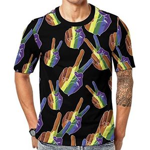 Sign of Peace (Rainbow Hand) heren Crew T-shirts korte mouw T-shirt casual atletische zomer tops