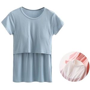 Zwangerschapstanktop Zwangerschapsvoedingstops for dames Sweatshirt met korte mouwen for zwangerschap en postpartumkleding(Color:Blue,Size:3XL)