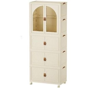 opvouwbare kledingkast 55/69CM Opbergkasten Dubbele Deur Opvouwbare Garderobe Thuis Opbergkast Multi-layer Organiseren Bakken Slaapkamer Kasten garderobekast(54x155x31cm)