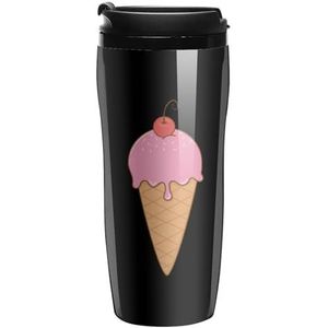 Cherry Ice Cream Koffie Mok met Deksel Dubbele Muur Water Fles Reizen Tumbler Thee Cup voor Warm/Ijs Dranken 350ml