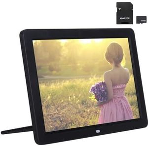 Digitale Fotolijst 12Inch LED Digitale Album 1280 * 800 Elektronische Fotolijst Afstandsbediening Verjaardag Kerstcadeaus Eenvoudig delen(Black with 64GB)