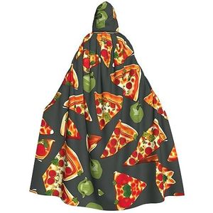SSIMOO Pizzapatroon volwassen mantel met capuchon, vreselijke spookfeestmantel, geschikt voor Halloween en themafeesten