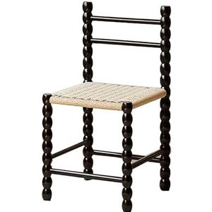 Keukenstoelen, rotan patio moderne vrijetijds houten eetkamerstoel, for binnen en buiten, achtertuin, veranda, wachtkamer(Black,Long)