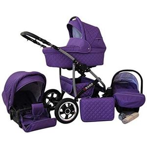 ChillyKids Silver 3-in-1 kinderwagen 3-in-1 Isofix complete set met autostoel Q-Bus 12 kleuren met babyzitje