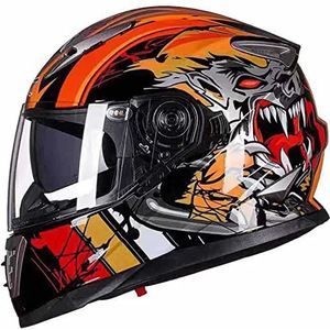 Motorhelm, Anti-condenshelm met dubbel vizier, DOT/ECE-goedgekeurd for volwassen mannen en vrouwen, helder H,M(G,XL(5860 cm))