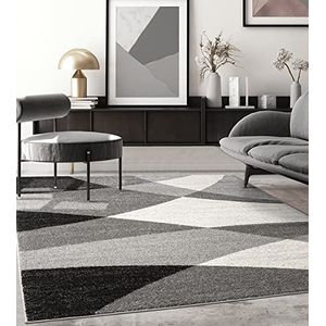 Modern design woon- of slaapkamer tapijts-sGeometrische patronen - Grijs 160x220s-sBinnen - The Carpet PEARL