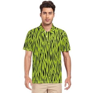 LI ZHI XIN Heren poloshirt met korte mouwen, werk-T-shirt, zomertop, klassieke kraag, sweatshirt met 2 knopen, voor golf, tennis, outdoor, sport, zebrastrepen, patroon, Meerkleurig, S
