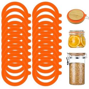 Weck rubberen ringen, 20 stuks, oranje inmaakrubberringen, waterdichte rubberen ringen voor weckpotten, inmaakglas, rubberen ringen voor Mason Jar-deksel, glazen potten, gesloten potten