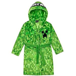 Minecraft Badjas kinderen jongens fleece ochtendjas met capuchon Creeper Design, groen, 128
