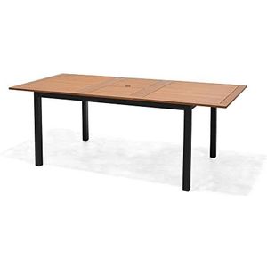 Tarrington House Tuintafel Lynx, aluminium/eucalyptushout, uitschuifbaar, 6-8 personen, zwart/bruin