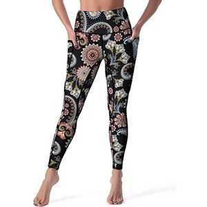 Mandala En Blauwe Paisley Yogabroek voor dames, hoge taille, buikcontrole, workout, hardlooplegging, M