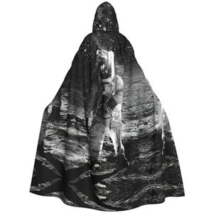 WURTON Lunar Astronaut Print Hooded Mantel Unisex Volwassen Mantel Halloween Kerst Hooded Cape Voor Vrouwen Mannen