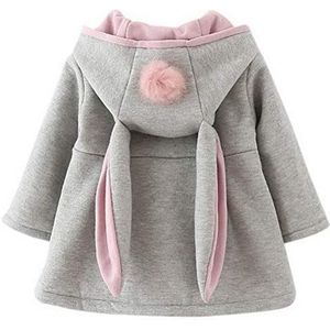 Odziezet Babyjas voor meisjes, van katoen, lente, herfst, winter, jas met capuchon, kleine kinderen, warme kleding, grijs, 6-12 Maanden