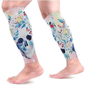 EZIOLY Suiker Skull Sport Kalf Compressie Mouwen Been Compressie Sokken Kalf Guard voor hardlopen, Fietsen, Moederschap, Reizen, Verpleegkundigen