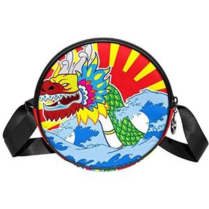 Messenger Bag Dragon Boat Festival China Crossbody Tas voor Vrouwen Rond, Meerkleurig, 6.7x6.7x2.3 in, Sling Rugzakken