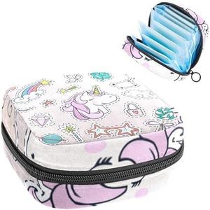 Opbergtas voor maandverband, menstruatiecup zakje, menstruatiezak, organizer voor vrouwelijke pads, tampons, eenhoorn schattig