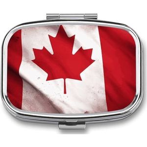 Canadese Vlag Pillendoos Pil Case Leuke Pil Organizer Pil Houder Geneeskunde Pil Organizer Pil Container Dagelijkse Pil Organizer Kleine Pillendoos Pil Case voor Portemonnee Pocket