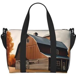 XTYGETY Herfst Land Schuur Rits Tote Tassen Voor Vrouwen Ruime Reistas Voor Weekend Uitstapjes Duffle Bag Voor Mannen, Zwart, Eén maat