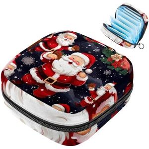 MUOOUM Merry Christmas Santa Claus maandverband opbergtas menstruatie pad tas draagbare menstruatie cup zakje met rits voor tiener meisjes vrouwen dames