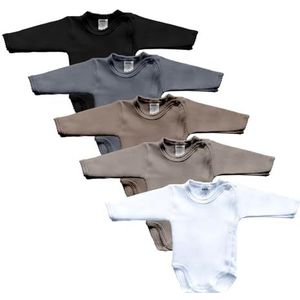 MEA Baby Unisex lange mouwen 5-pack. Wikkelbody voor jongens en meisjes