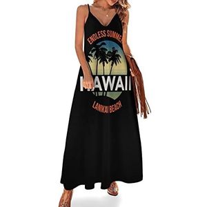 Zomerse Hawaii Sling Maxi Jurken V-hals Casual Mouwloze Verstelbare Riem Sexy Lange Jurk