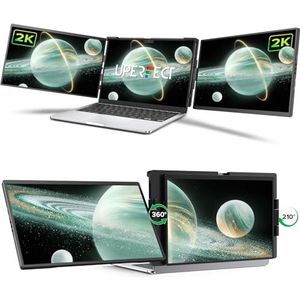 UPERFECT Laptop Screen Extender, 2K 14"" 360° Patented Unique Swivel Hinge Triple Monitor, 2240x1400 QHD IPS Portable Dual Monitor for 13.3""-17.3'' Laptops, Plug & Play