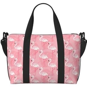 Zomer Flamingo Palm Bladeren Reistassen, Weekender Carry On voor Vrouwen, Sport Gym Tas, Workout Duffel Bag, Overnight, Zwart, Eén maat