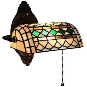 Barokke Wandlamp In Tiffany -Stijl Gebrandschilderd Glazen Raam Met Zinklegeringbasis Voor Slaapkamer, Allée, Bed, E27
