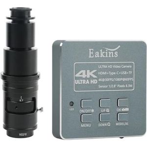 FHD 1080P 8.3MP 4K HDMI USB Industriële Lab Digitale Video Microscoop Camera + 200X 500X 130X C-mount Lens + 56 LED Ringlicht(With 160x lens)