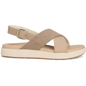 Keen Womens Elle Luxe lederen sandalen met kruisband, Plaza Taupe gestroomd, 37.5 EU