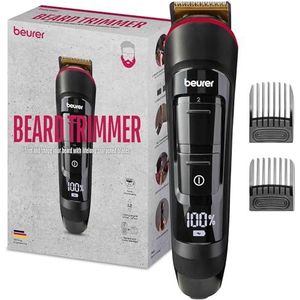 Beurer MN4X baardtrimmer, voor trimmen en scheren, 2 hoogwaardige roestvrijstalen messen met titanium coating, 10 snijlengtes, 2-traps fijninstelling, maximale huidverzorging, afwasbaar scheerhoofd