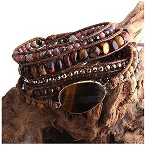 Damesarmband Mode Handma Boheemse Sieraden Boho Armband Gemengde Natuurstenen Charm 5 Strengen Wikkelarmband Cadeau Armband Sieraden (Maat: 90cm/35in, Kleur: E)