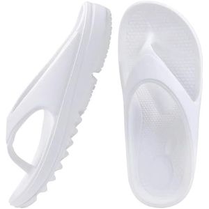 AHUFGN Sandalen Unisex Zachte Wolk Slippers Platform Flip Flops Vrouwen Zomer Strand Sandalen Met Boog Ondersteuning Antislip Badkamer Slides, Wit B, 44(26.5cm)
